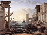 Queen Canvas Paintings - Seaport with the Embarkation of the Queen of Sheba